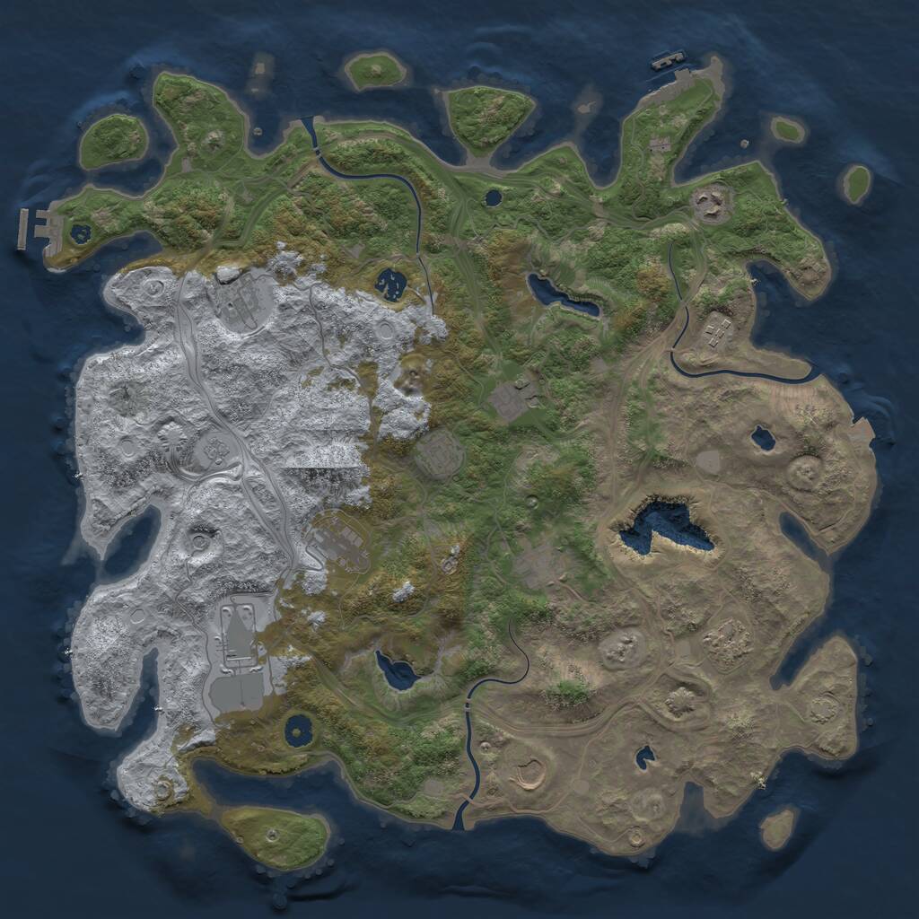Rust Map: Procedural Map, Size: 4500, Seed: 647252488, 17 Monuments