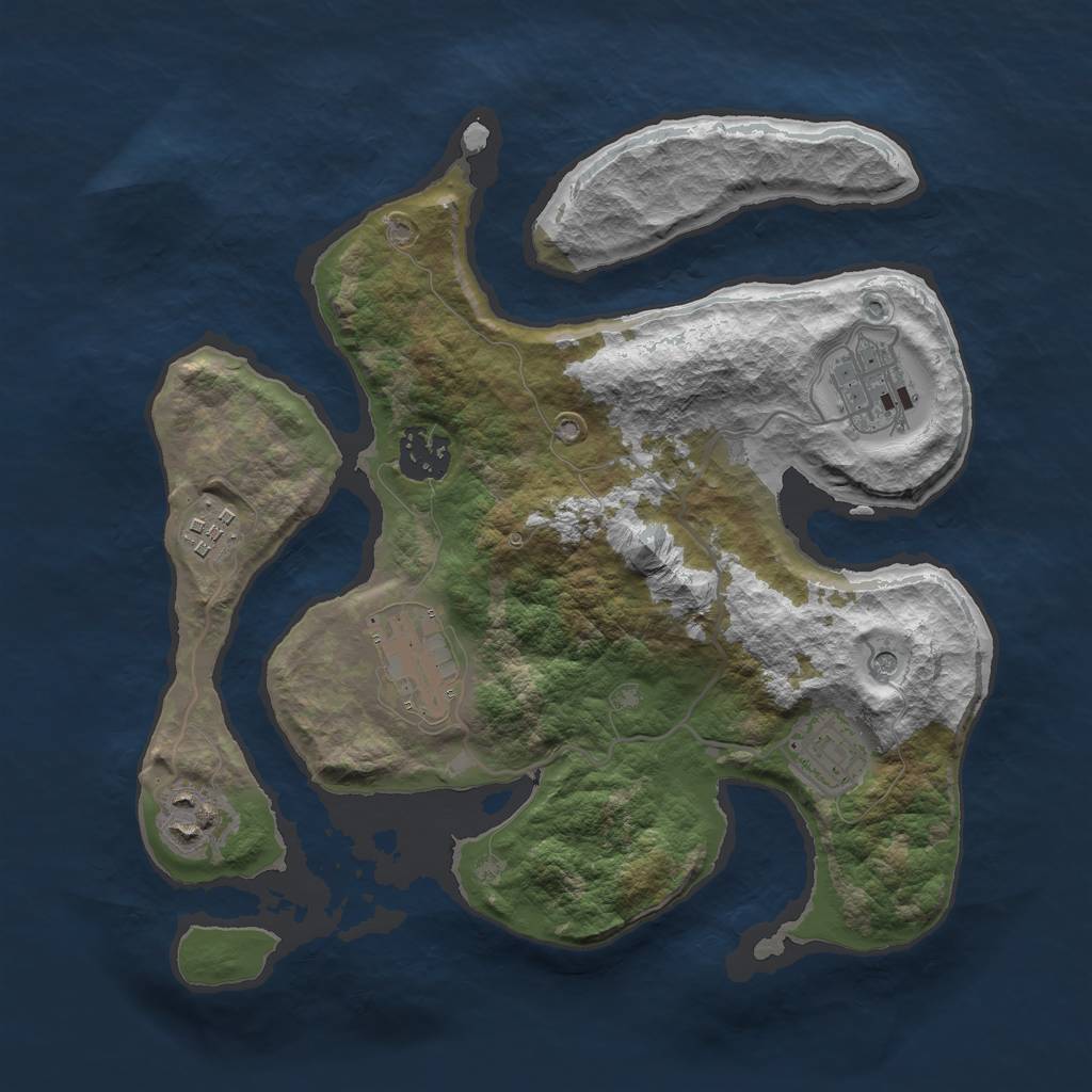 Rust Map: Barren, Size: 3000, Seed: 864356, 9 Monuments