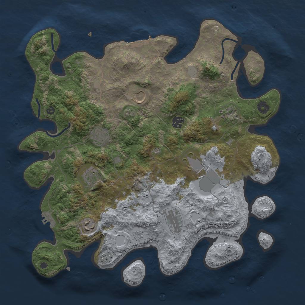 Rust Map: Procedural Map, Size: 3750, Seed: 128629789, 16 Monuments