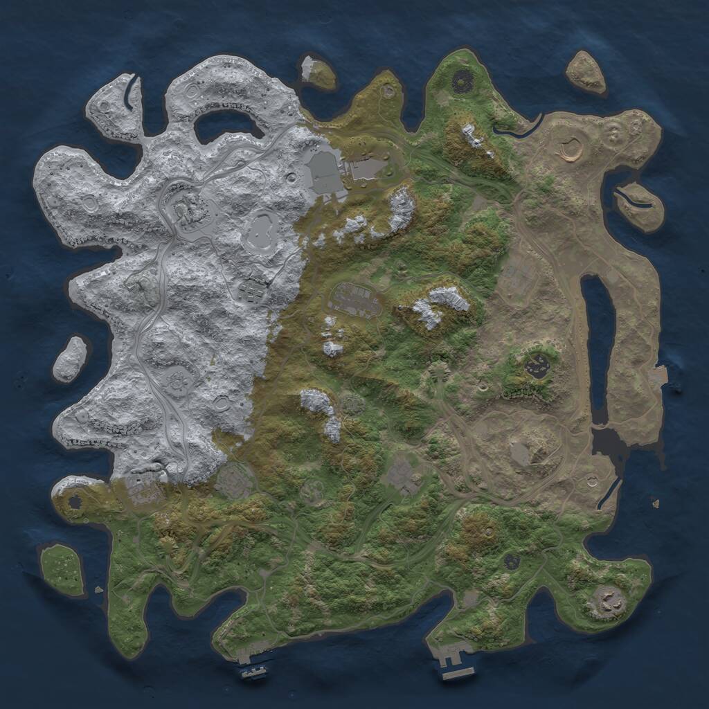 Rust Map: Procedural Map, Size: 4500, Seed: 139031334, 17 Monuments