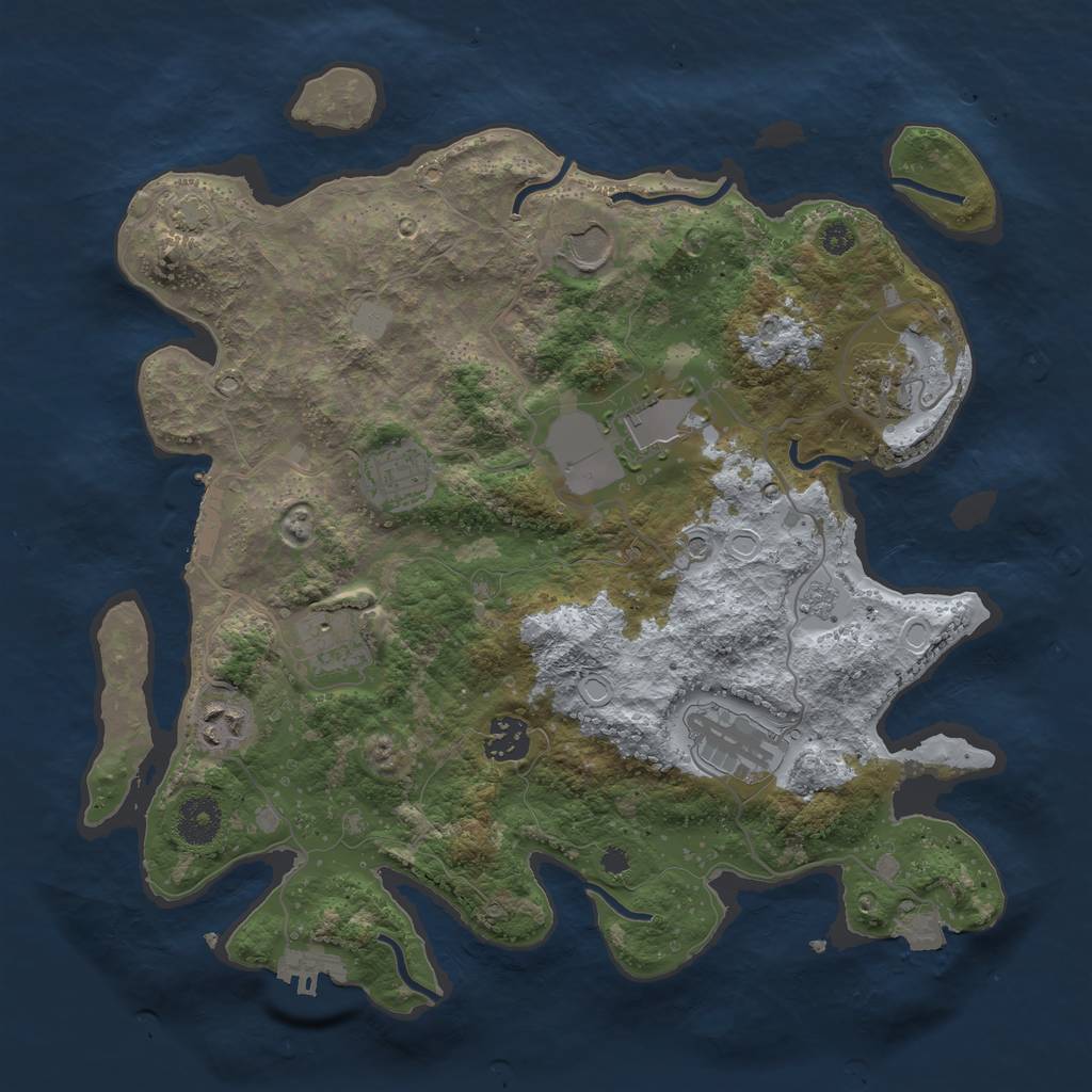 Rust Map: Procedural Map, Size: 3500, Seed: 684162127, 16 Monuments