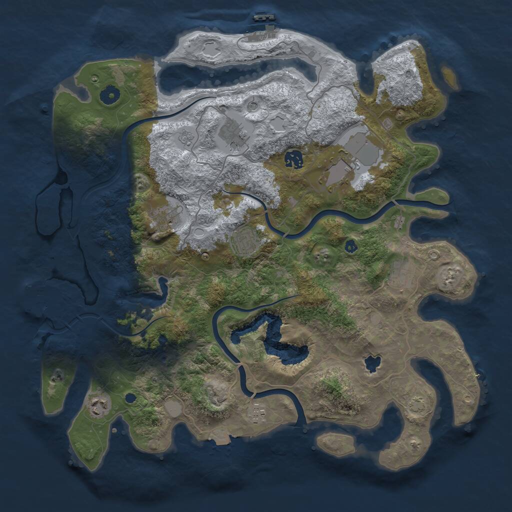 Rust Map: Procedural Map, Size: 4000, Seed: 645, 14 Monuments