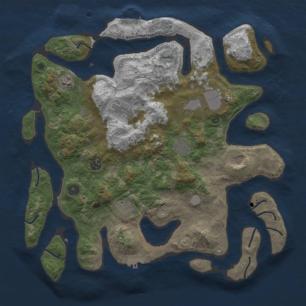 Rust Map: Procedural Map, Size: 4000, Seed: 645, 16 Monuments