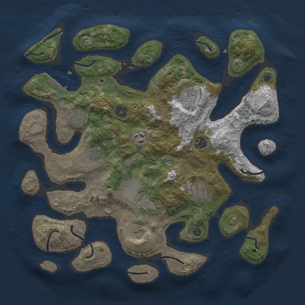 Rust Map: Procedural Map, Size: 3800, Seed: 34766, 16 Monuments