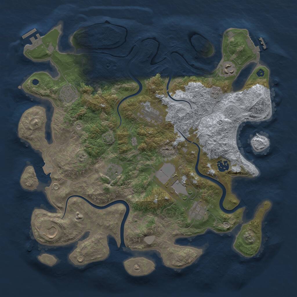 Rust Map: Procedural Map, Size: 3800, Seed: 34766, 15 Monuments