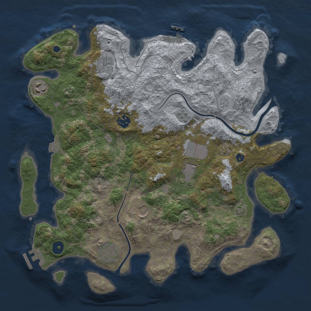 Rust Map: Procedural Map, Size: 3750, Seed: 655653421, 13 Monuments