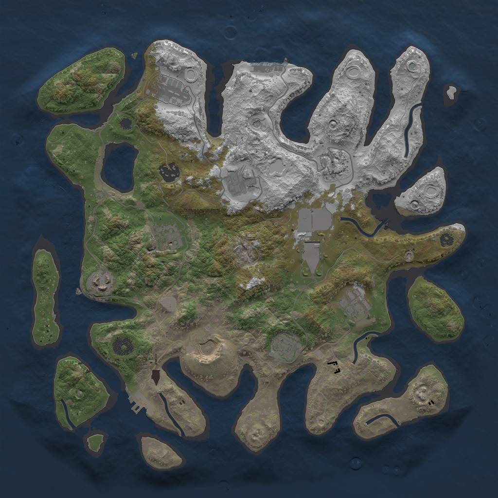 Rust Map: Procedural Map, Size: 3750, Seed: 655653421, 18 Monuments