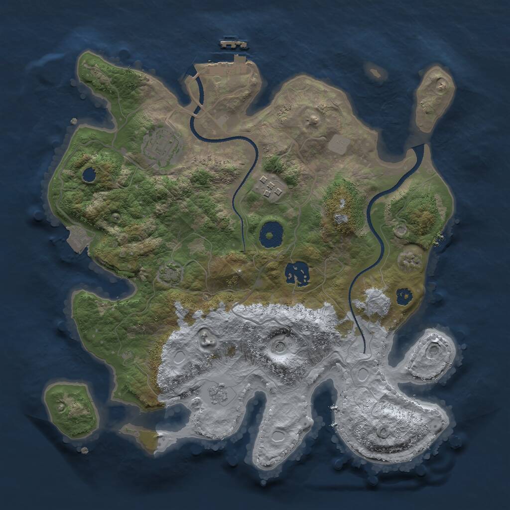 Rust Map: Procedural Map, Size: 3000, Seed: 675430, 8 Monuments