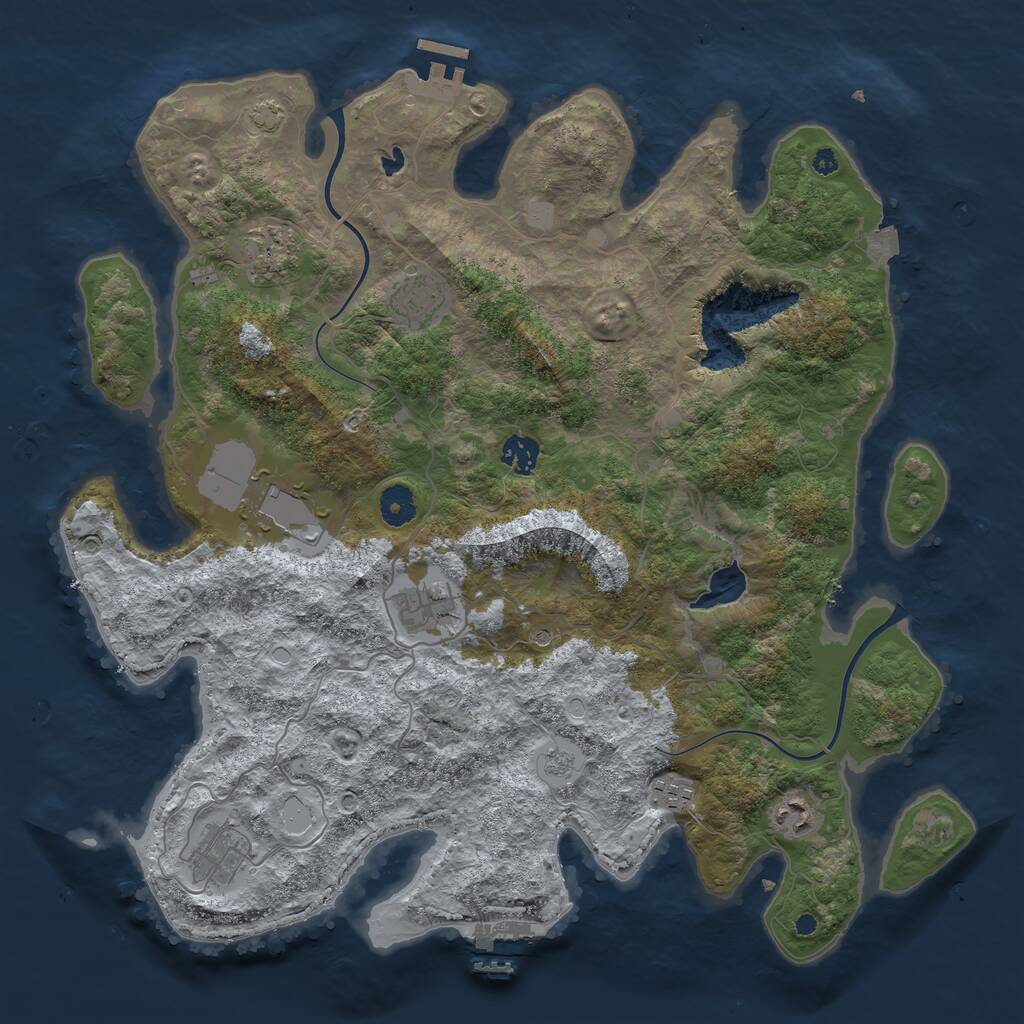 Rust Map: Procedural Map, Size: 4000, Seed: 4204250, 14 Monuments