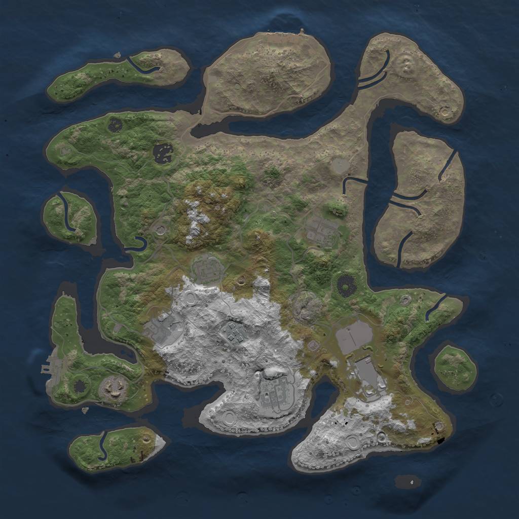 Rust Map: Procedural Map, Size: 3700, Seed: 138917164, 16 Monuments