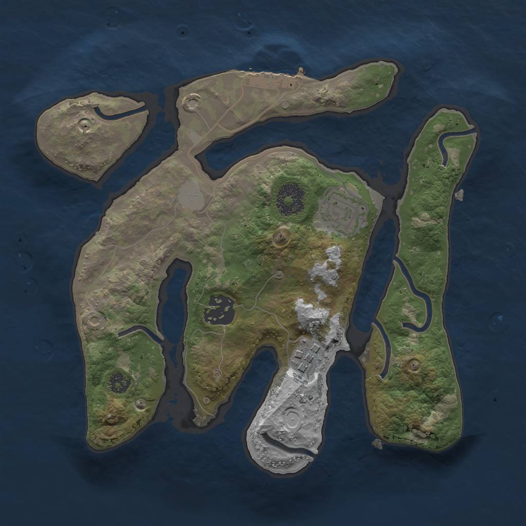 Rust Map: Procedural Map, Size: 2500, Seed: 1361629379, 9 Monuments