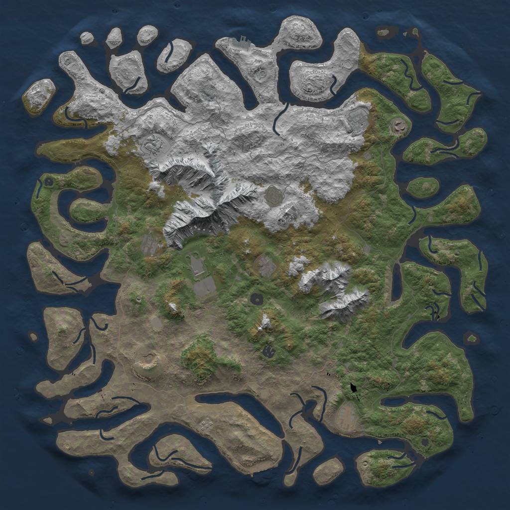 Rust Map: Procedural Map, Size: 6000, Seed: 1370, 19 Monuments