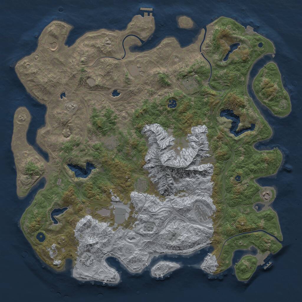Rust Map: Procedural Map, Size: 5000, Seed: 56, 17 Monuments