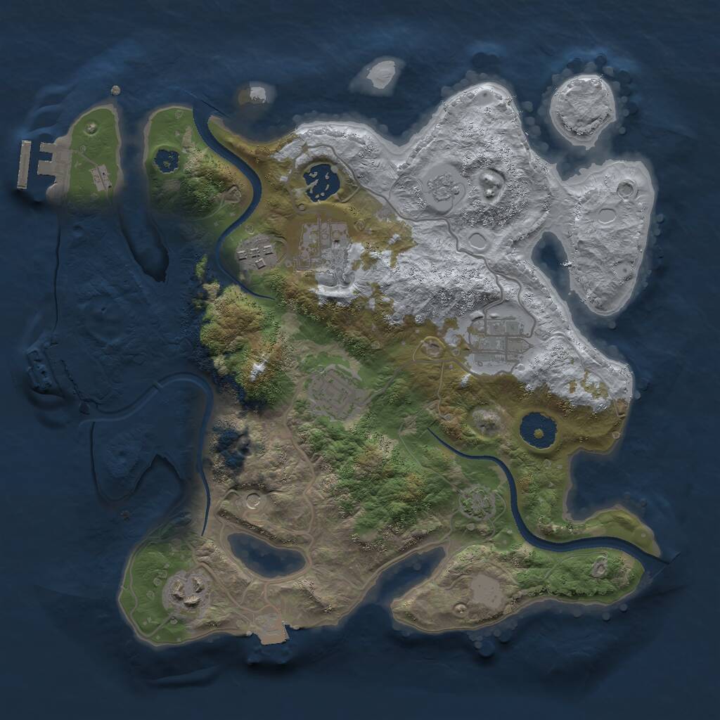 Rust Map: Procedural Map, Size: 3000, Seed: 1235159537, 12 Monuments