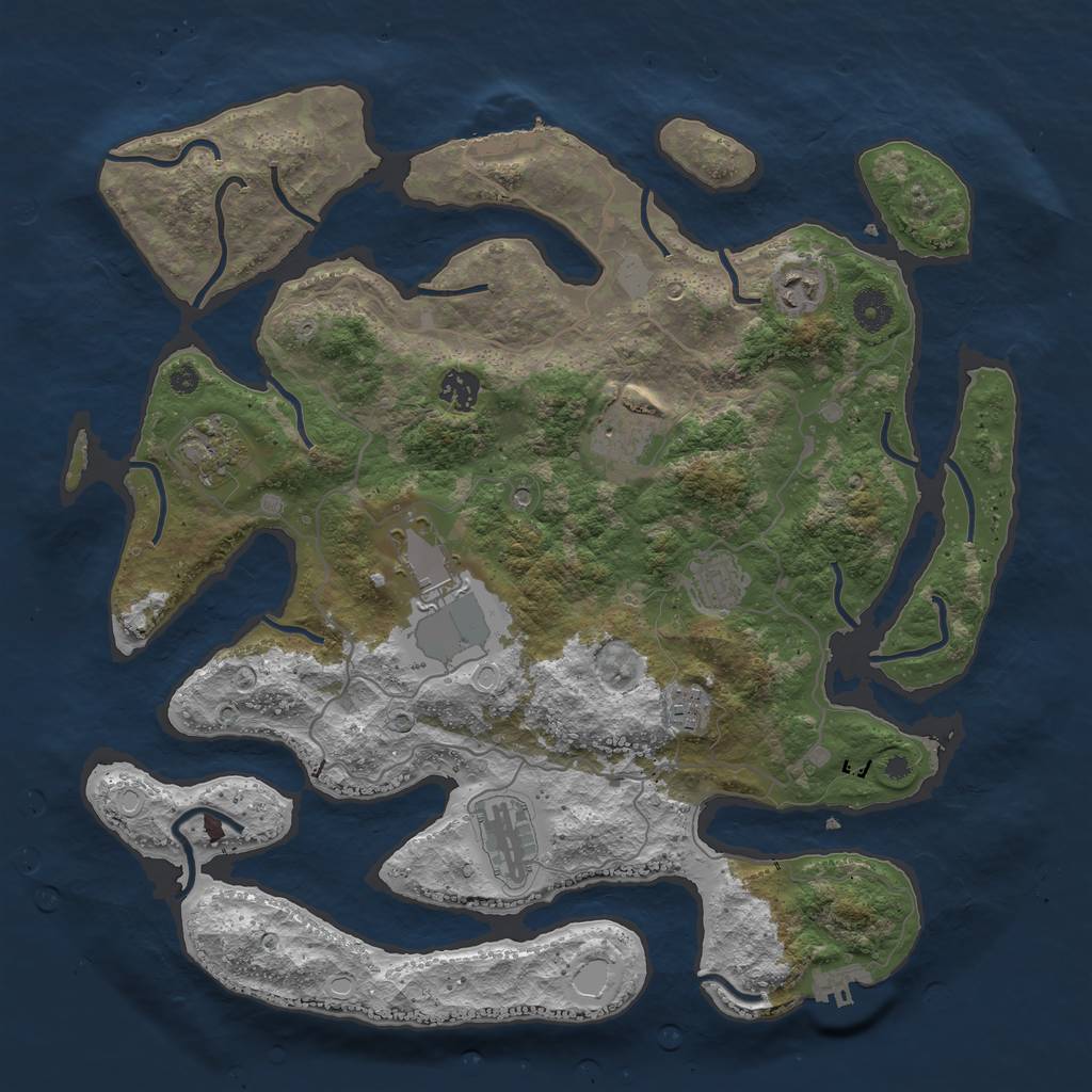 Rust Map: Procedural Map, Size: 4000, Seed: 2032602811, 16 Monuments