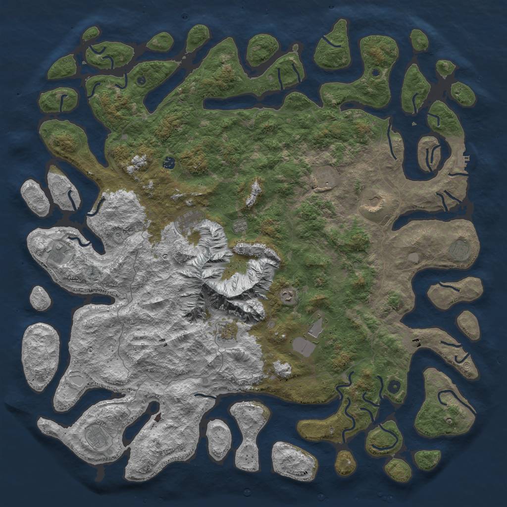 Rust Map: Procedural Map, Size: 6000, Seed: 88410001, 18 Monuments