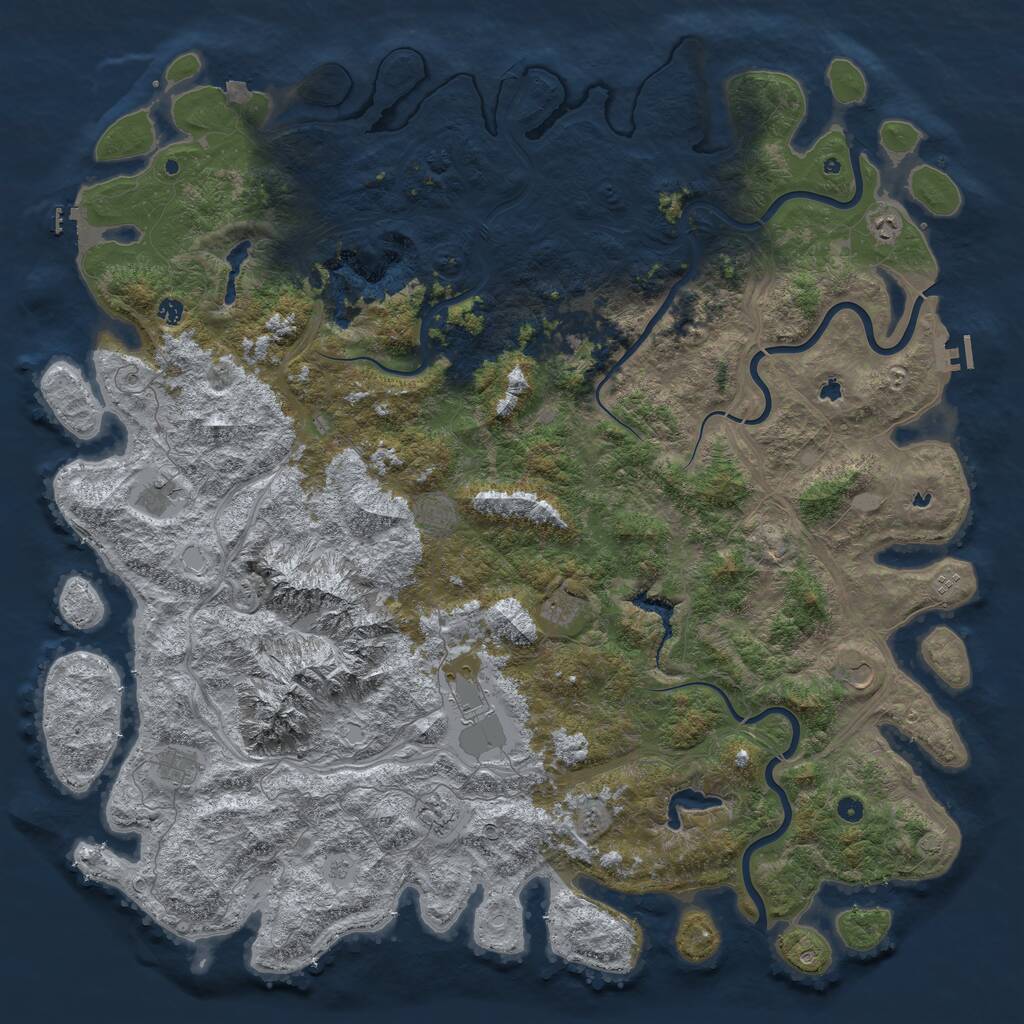 Rust Map: Procedural Map, Size: 6000, Seed: 88410001, 17 Monuments