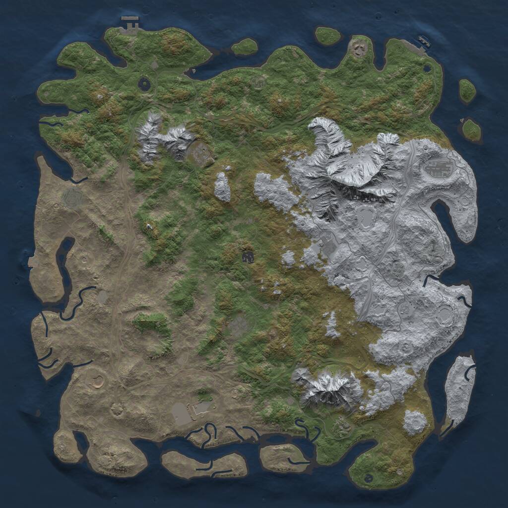 Rust Map: Procedural Map, Size: 6000, Seed: 1435864358, 17 Monuments