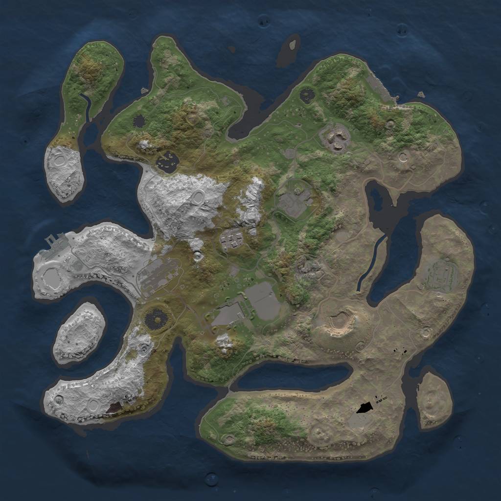 Rust Map: Procedural Map, Size: 3500, Seed: 15750, 16 Monuments