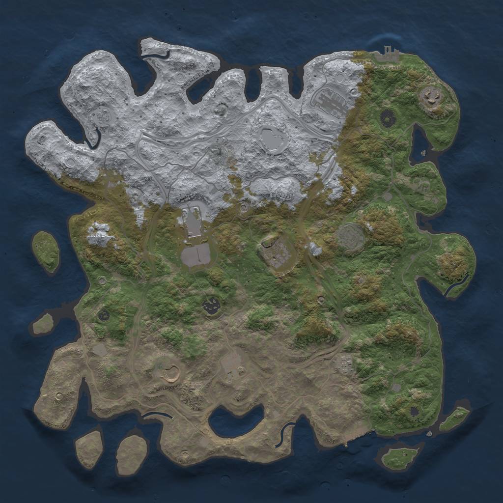 Rust Map: Procedural Map, Size: 4500, Seed: 6960, 16 Monuments