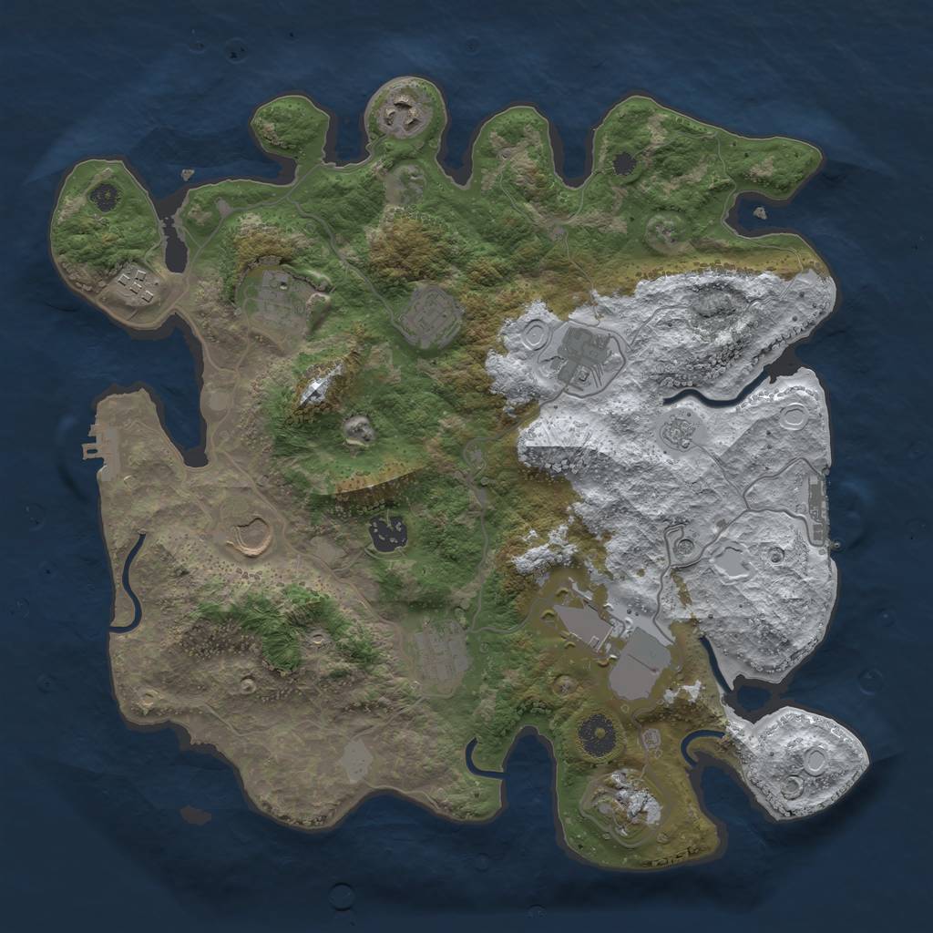 Rust Map: Procedural Map, Size: 3600, Seed: 20210816, 19 Monuments