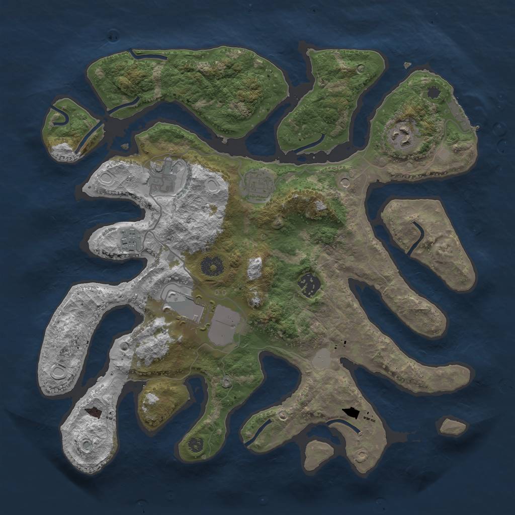 Rust Map: Procedural Map, Size: 3500, Seed: 2114533792, 13 Monuments