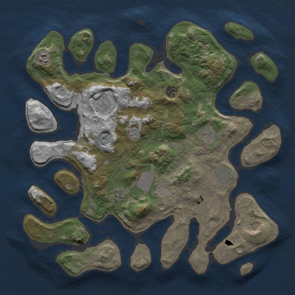 Rust Map: Barren, Size: 4000, Seed: 1622647177, 12 Monuments