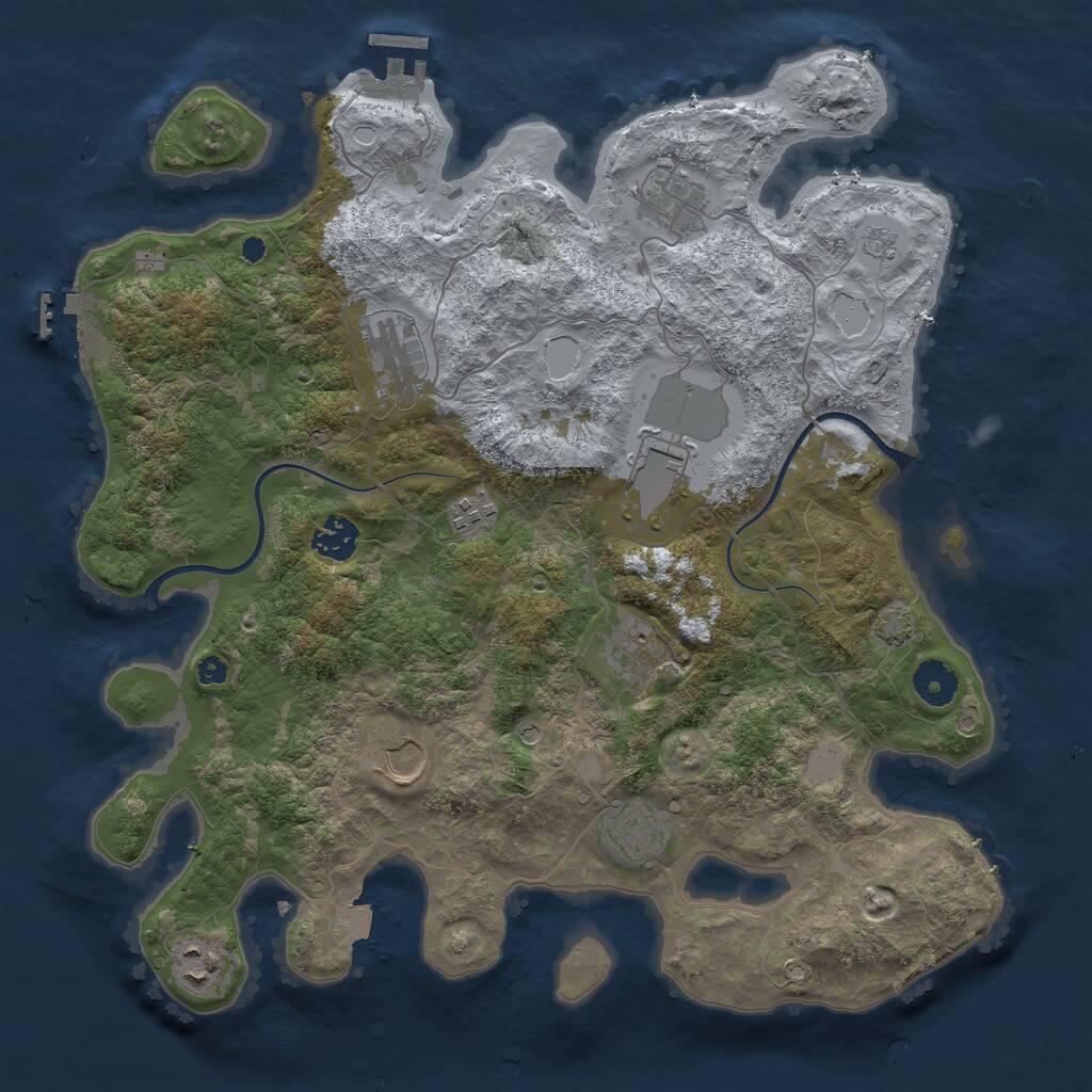 Rust Map: Procedural Map, Size: 3700, Seed: 1857318543, 15 Monuments