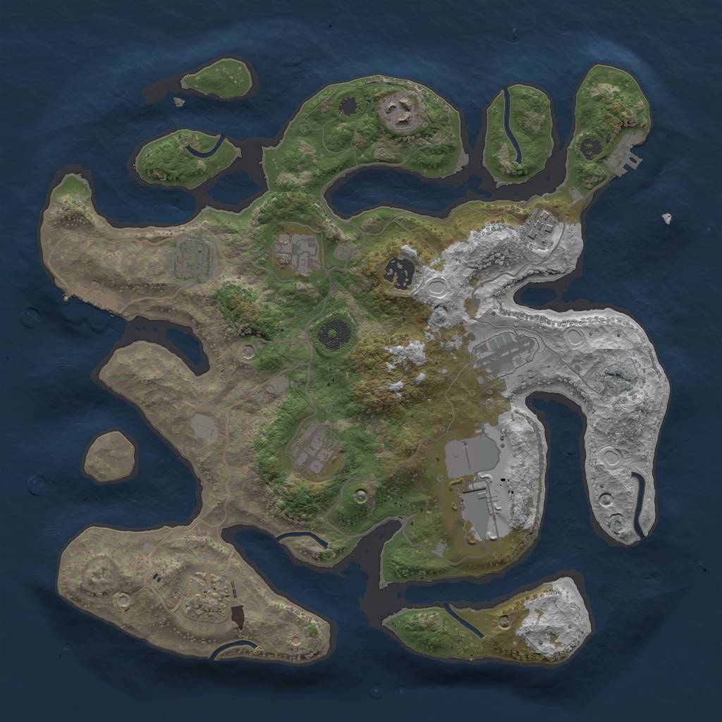 Rust Map: Procedural Map, Size: 3500, Seed: 124017467, 17 Monuments