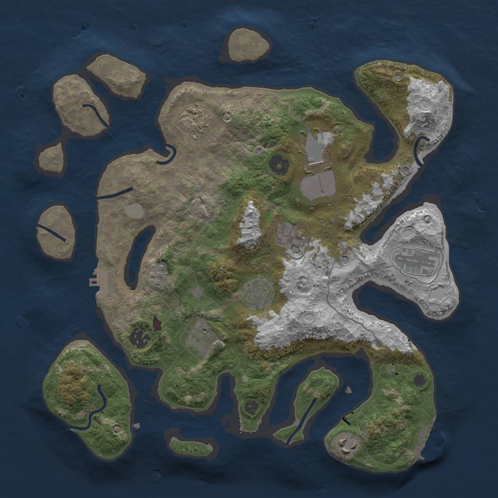 Rust Map: Procedural Map, Size: 3700, Seed: 483958101, 17 Monuments