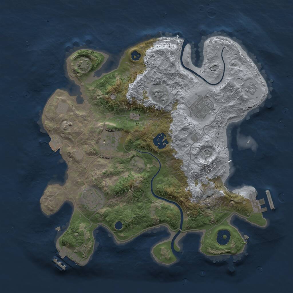 Rust Map: Procedural Map, Size: 3000, Seed: 726755, 10 Monuments