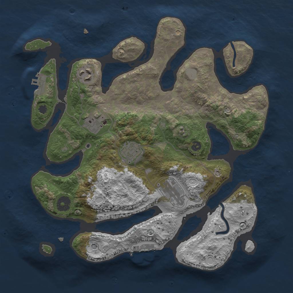 Rust Map: Procedural Map, Size: 3000, Seed: 164215, 12 Monuments