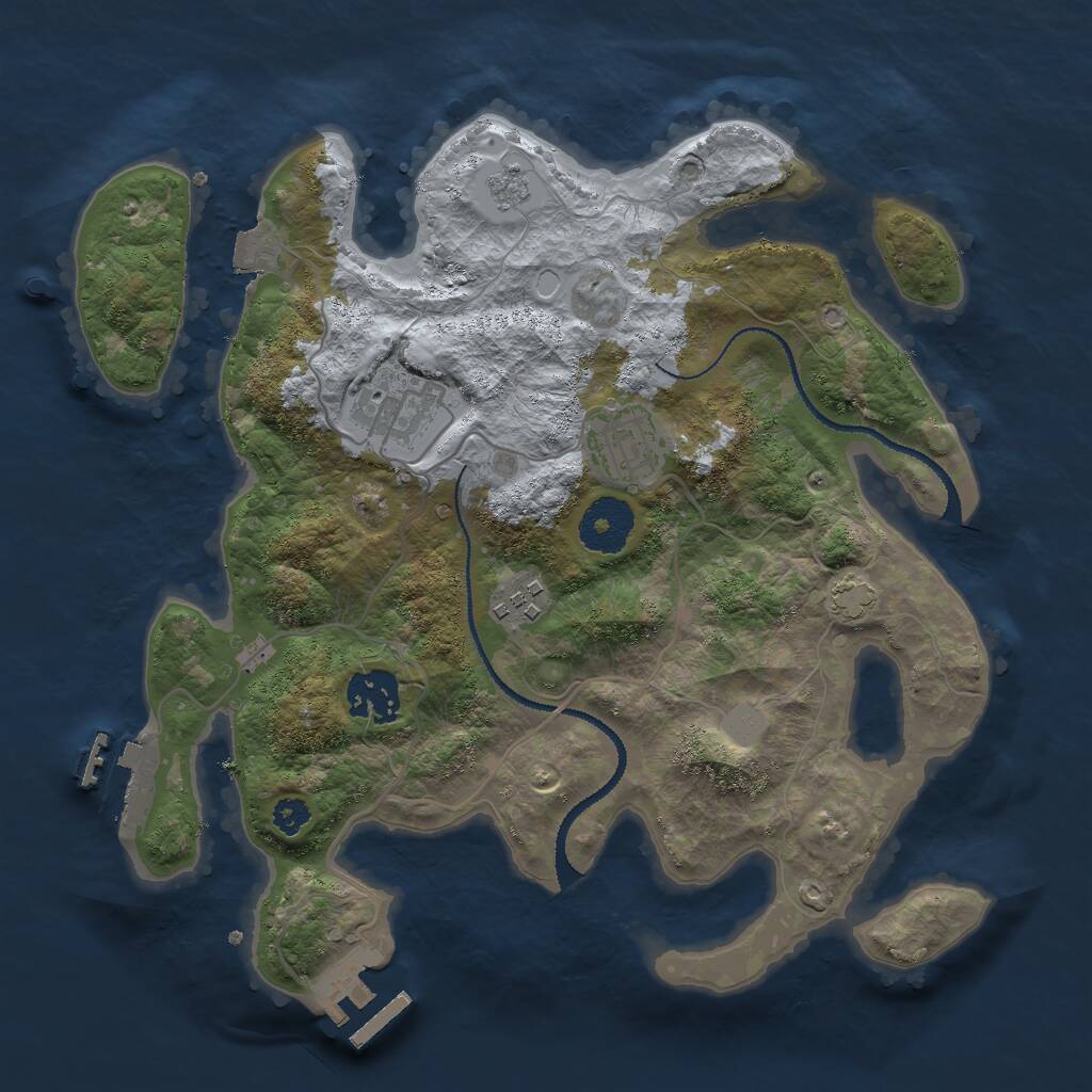 Rust Map: Procedural Map, Size: 3000, Seed: 605291459, 9 Monuments