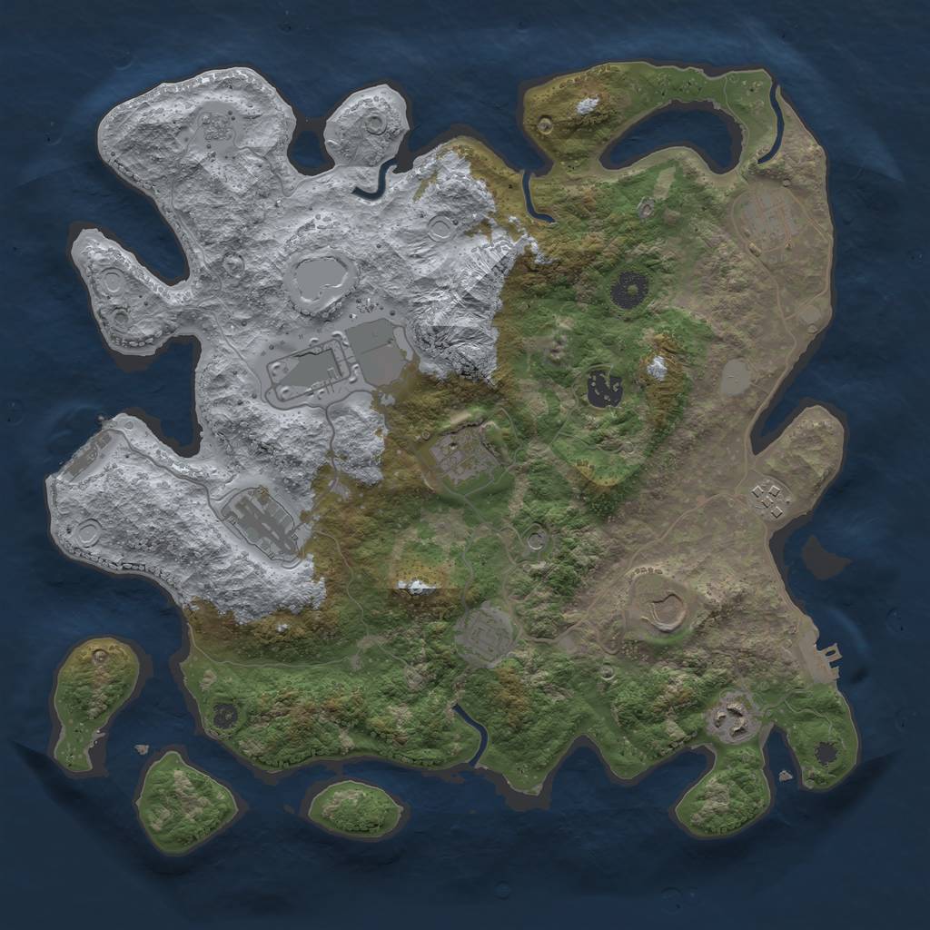 Rust Map: Procedural Map, Size: 3700, Seed: 2128346377, 16 Monuments