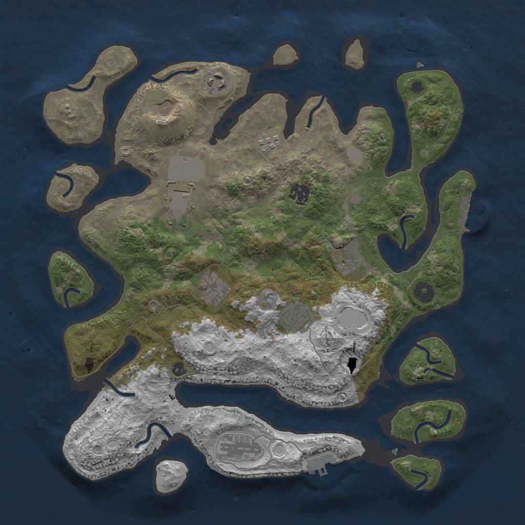 Rust Map: Procedural Map, Size: 3850, Seed: 3737347, 17 Monuments