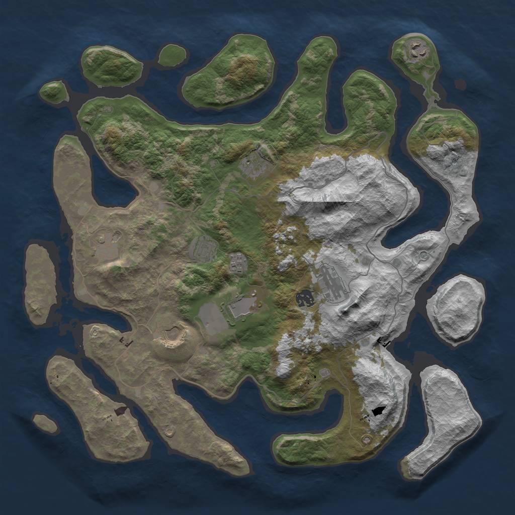 Rust Map: Barren, Size: 4250, Seed: 2088752912, 12 Monuments