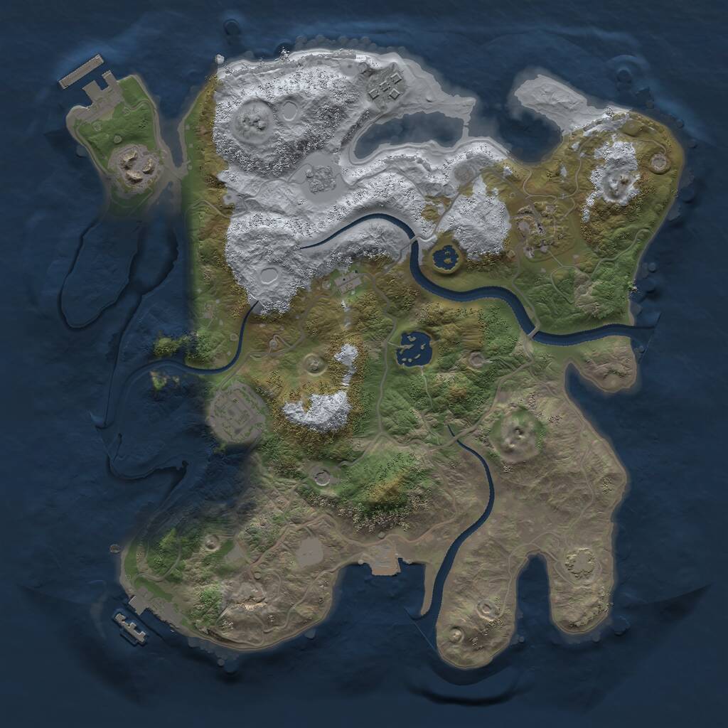 Rust Map: Procedural Map, Size: 3000, Seed: 176051, 11 Monuments