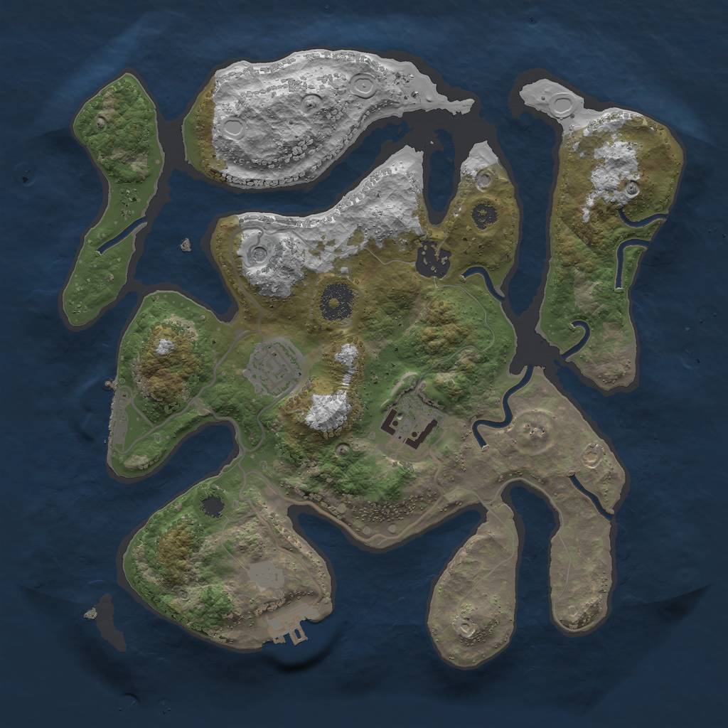 Rust Map: Procedural Map, Size: 3000, Seed: 176051, 11 Monuments