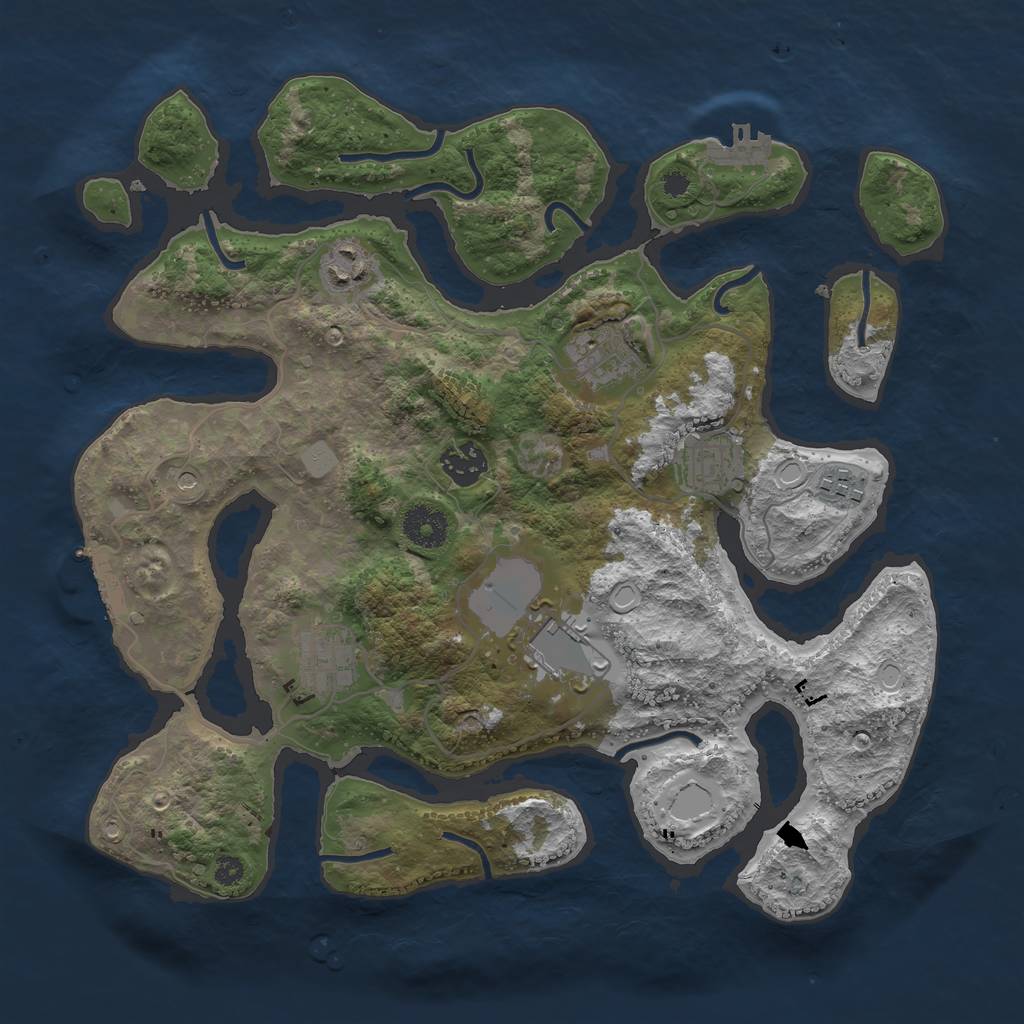 Rust Map: Procedural Map, Size: 3500, Seed: 413640133, 15 Monuments