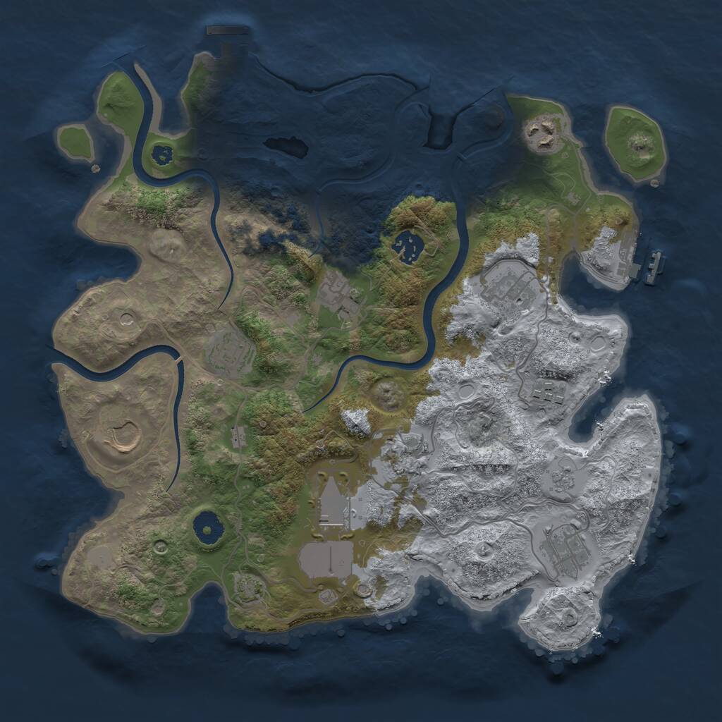Rust Map: Procedural Map, Size: 3500, Seed: 413640133, 16 Monuments