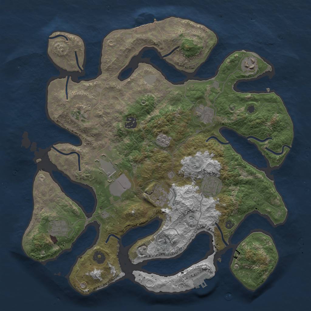 Rust Map: Procedural Map, Size: 3700, Seed: 500744545, 17 Monuments