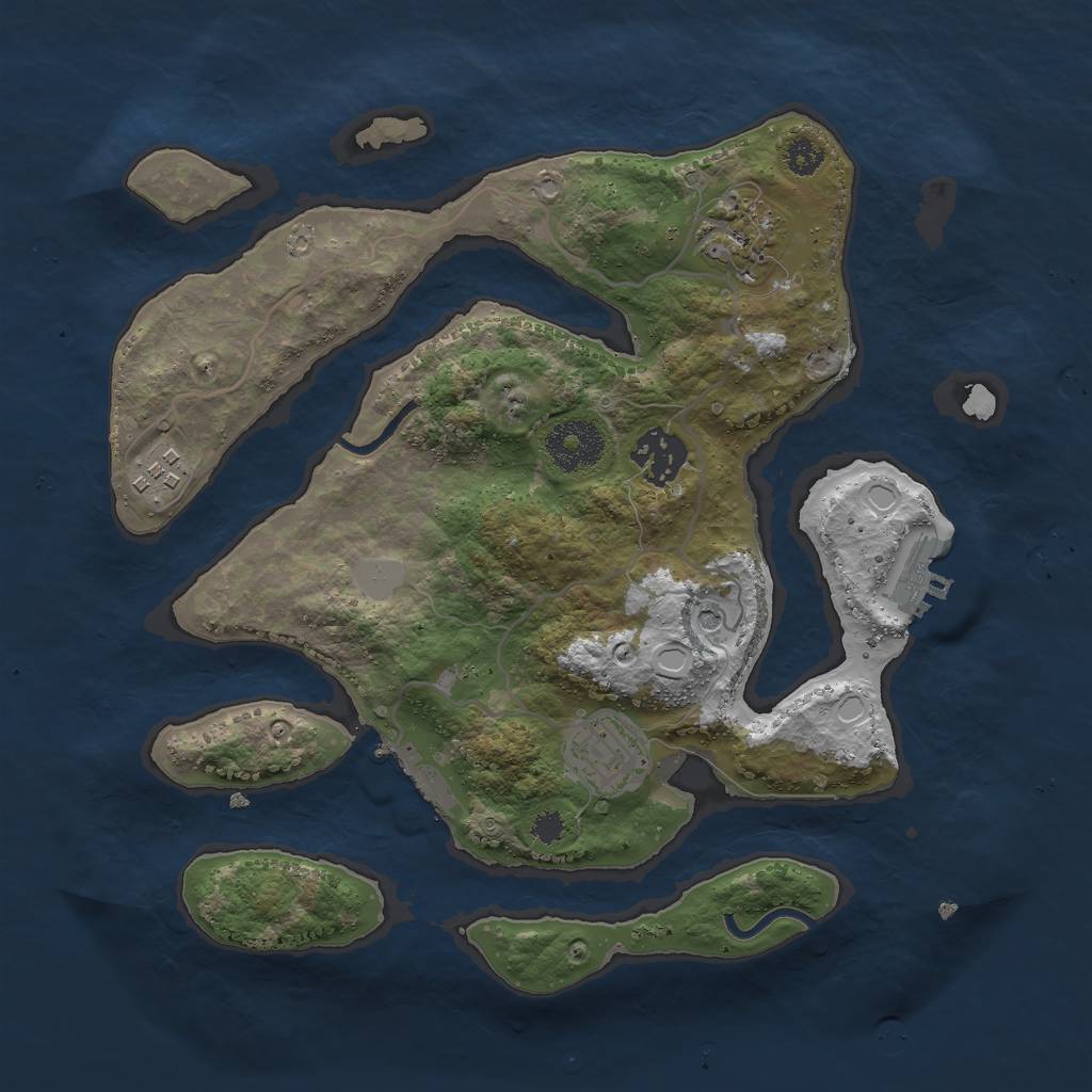 Rust Map: Procedural Map, Size: 3000, Seed: 369632, 12 Monuments