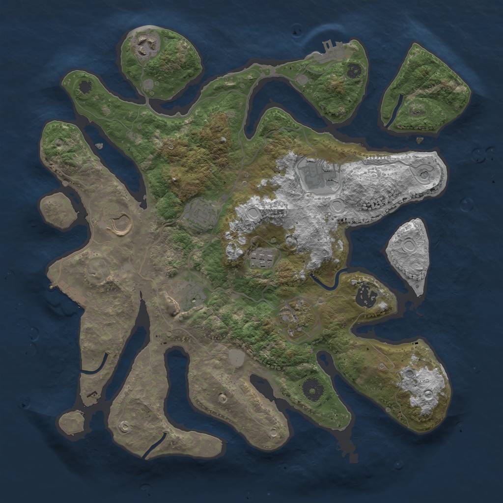 Rust Map: Procedural Map, Size: 3500, Seed: 614945812, 16 Monuments