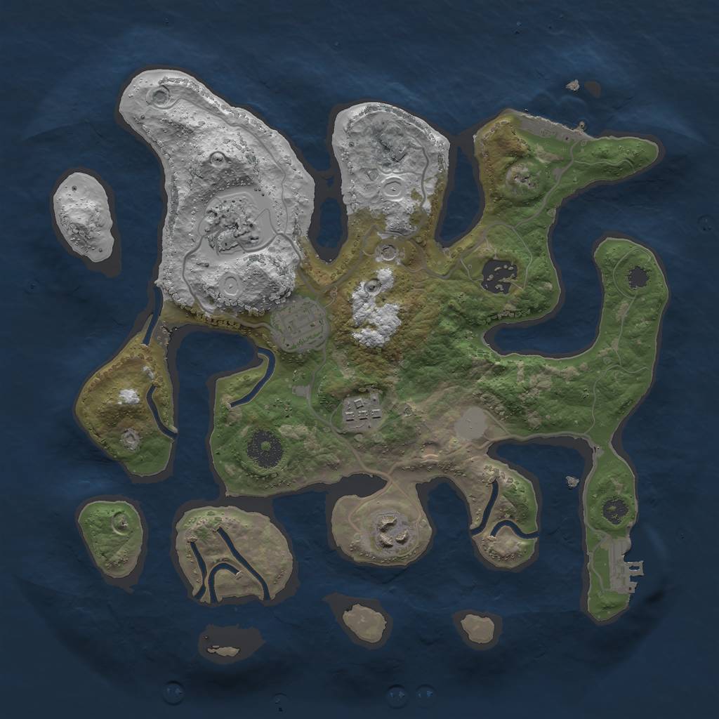 Rust Map: Procedural Map, Size: 3000, Seed: 882418, 13 Monuments