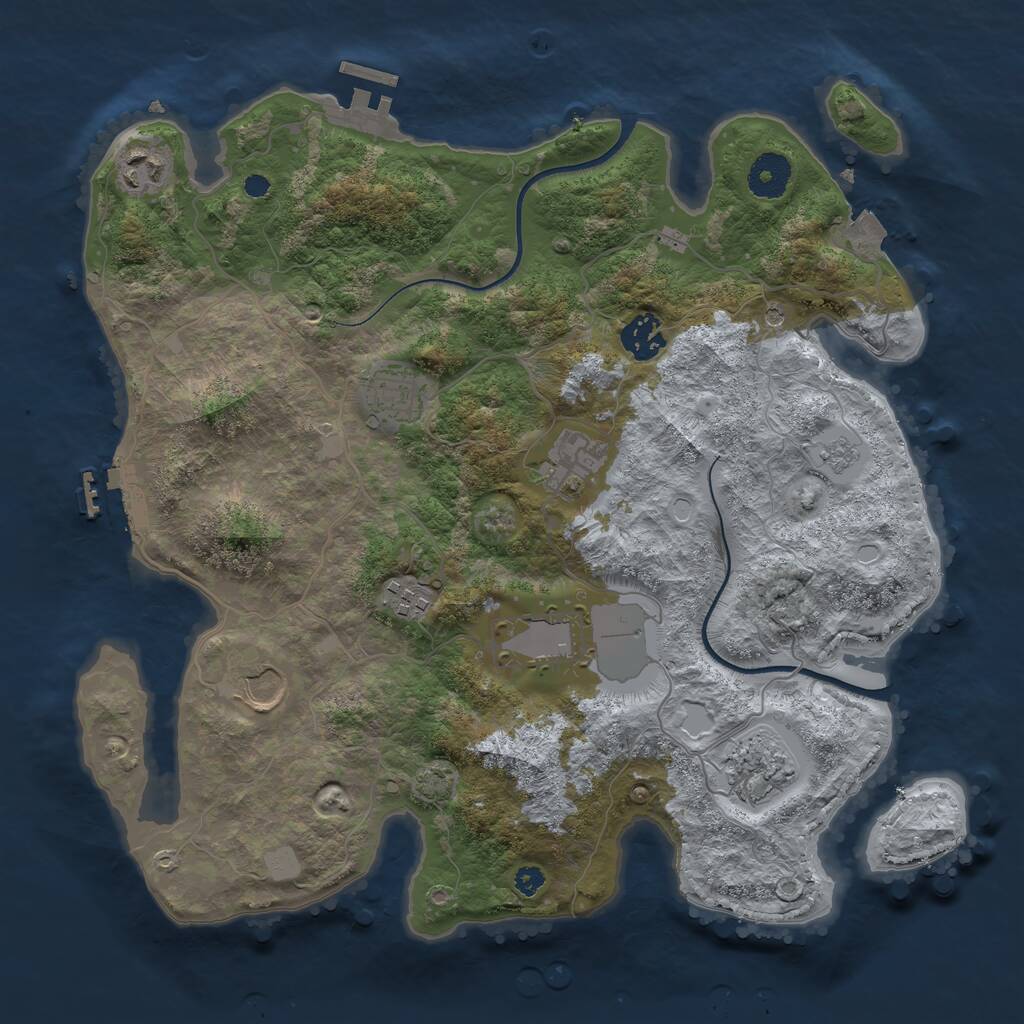 Rust Map: Procedural Map, Size: 3500, Seed: 1600263375, 14 Monuments