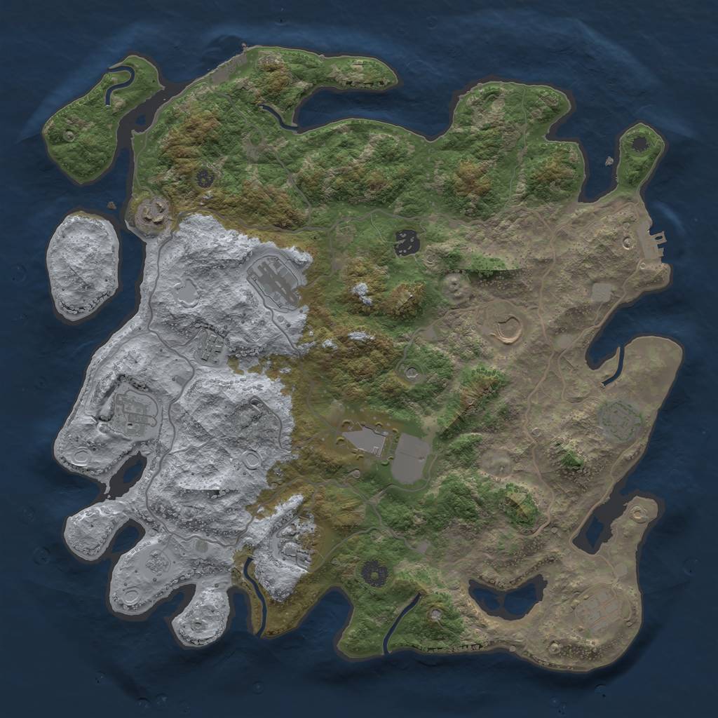 Rust Map: Procedural Map, Size: 4000, Seed: 32346325, 17 Monuments