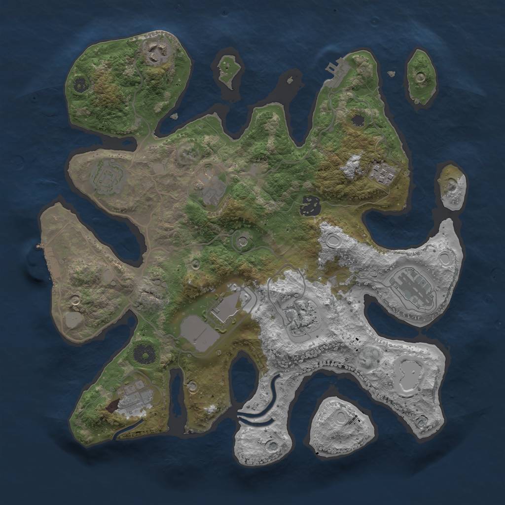 Rust Map: Procedural Map, Size: 3500, Seed: 1882679727, 17 Monuments