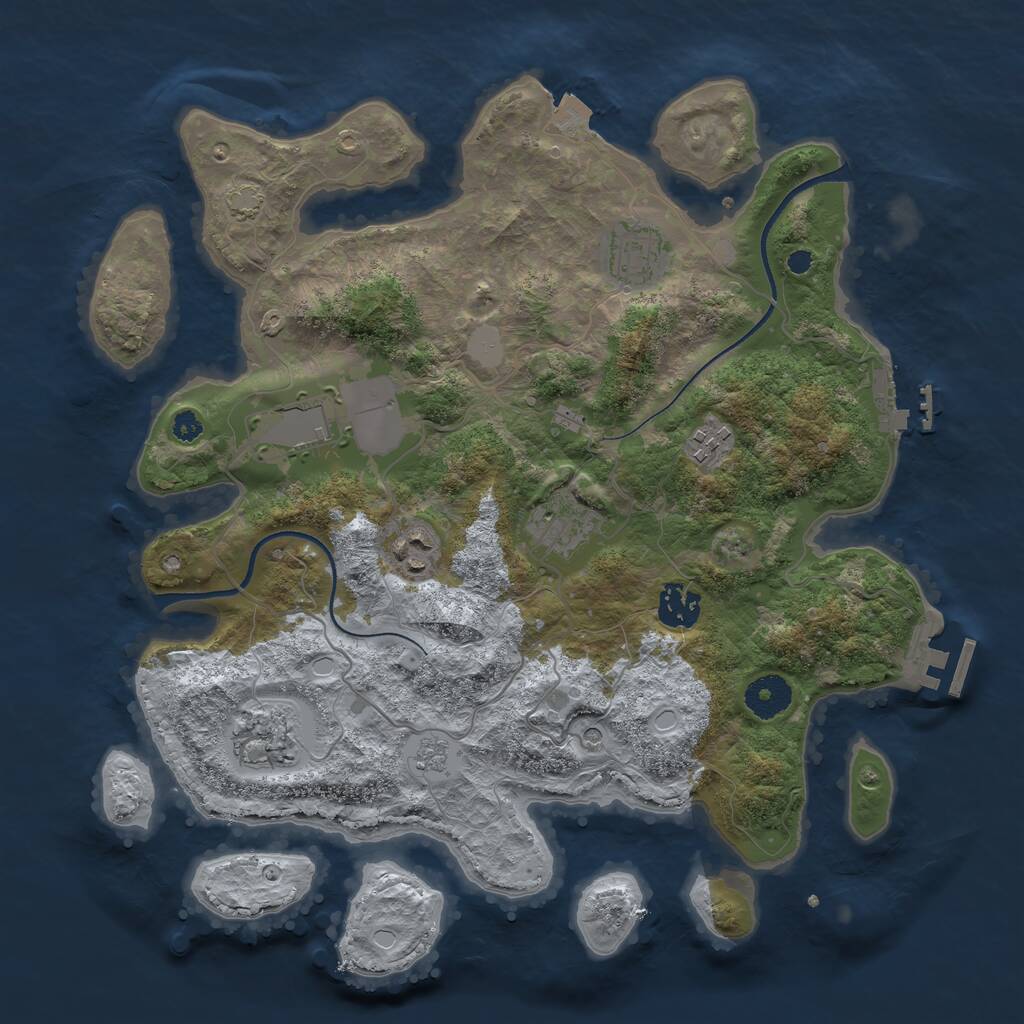Rust Map: Procedural Map, Size: 3500, Seed: 1064654541, 13 Monuments