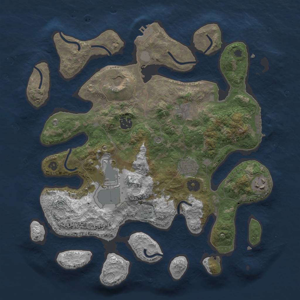 Rust Map: Procedural Map, Size: 3500, Seed: 1064654541, 15 Monuments