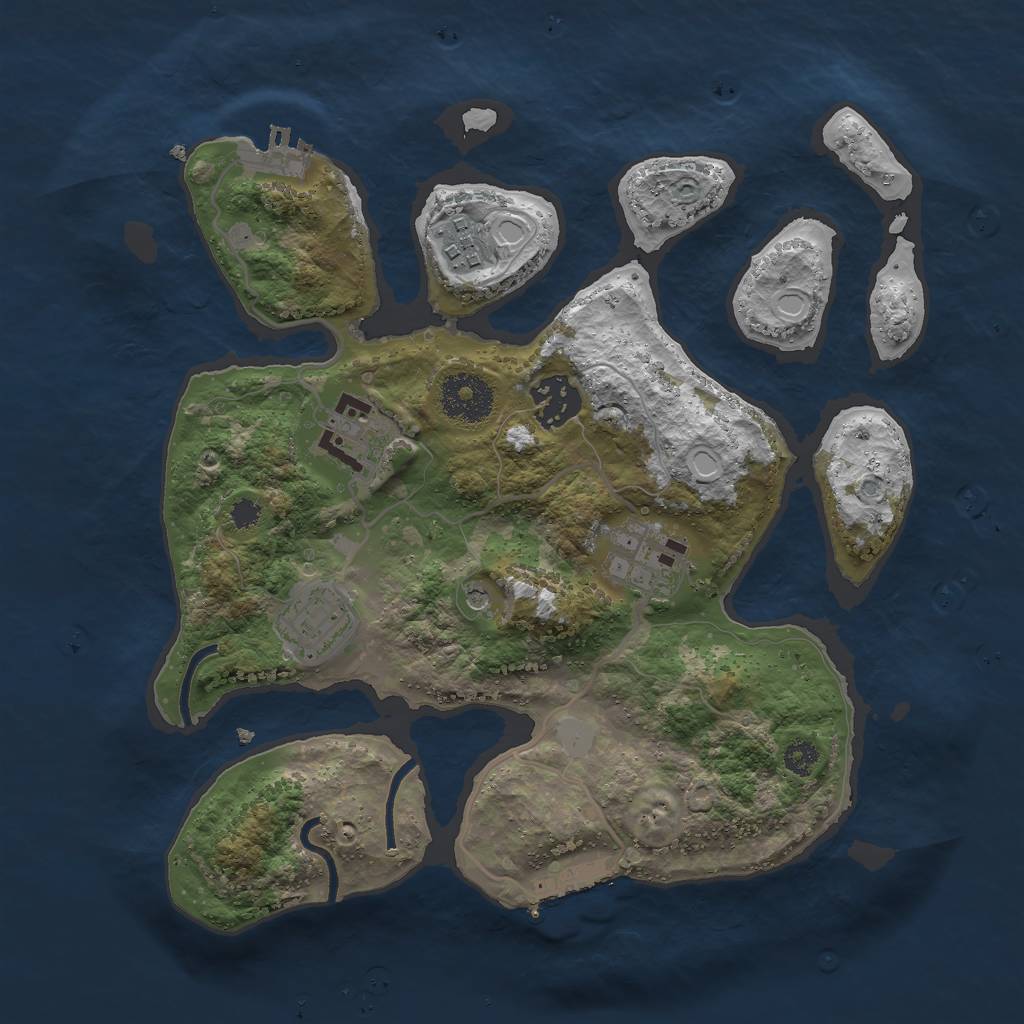 Rust Map: Procedural Map, Size: 3000, Seed: 1598442438, 13 Monuments